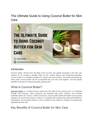 The Ultimate Guide to Using Coconut Butter for Skin Care