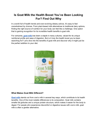 Discover the Health-Boosting Benefits of Goat Milk: A Nutrient-Packed Superfood