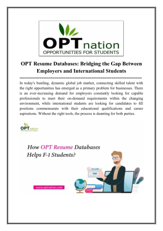 OPT Resumes Databases