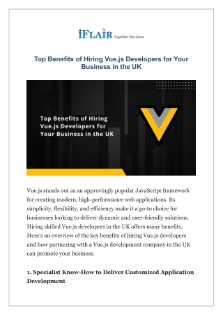 Top Benefits of Hiring Vue.js Developers for Your Business in the UK