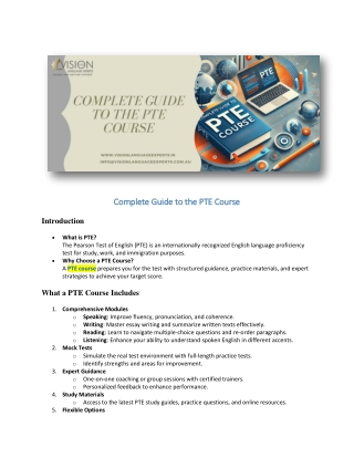 Complete Guide to the PTE Course