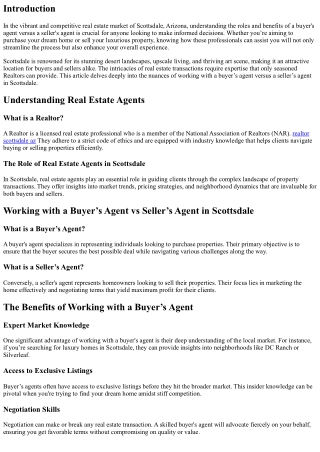 “Working with a Buyer’s Agent vs Seller’s Agent in Scottsdale”