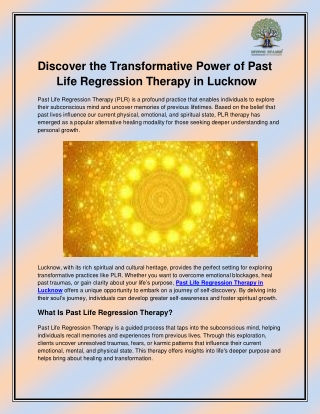 Past Life Regression Therapy in Lucknow