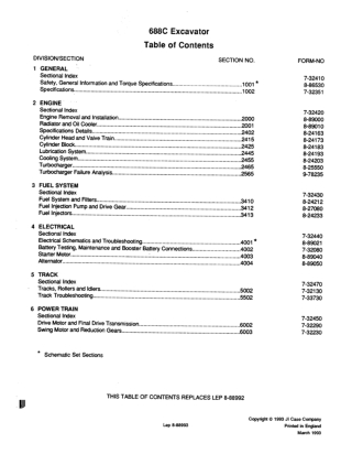 CASE 688C Excavator Service Repair Manual Instant Download