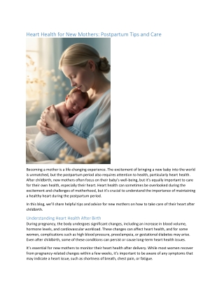 Heart Health for New Mothers Postpartum Tips and Care