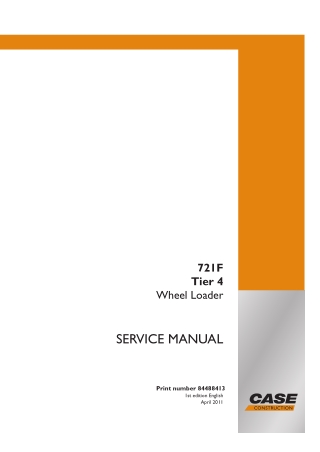CASE 721F Tier 4 Wheel Loader Service Repair Manual Instant Download