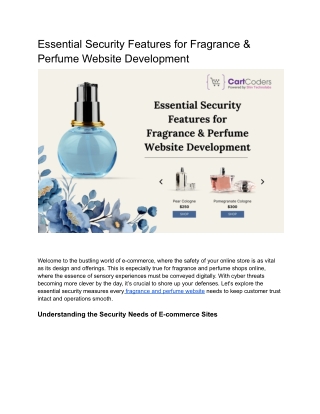 Essential Security Features for Fragrance & Perfume Website Development