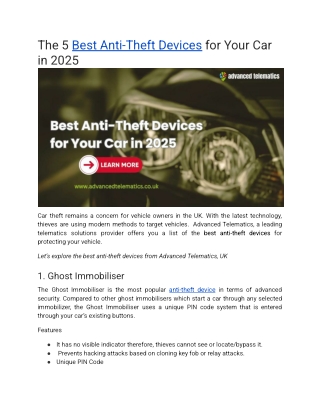 The 5 Best Anti-Theft Devices for Your Car in 2025