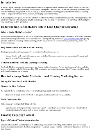 How to Leverage Social Media for Land Clearing Marketing Success