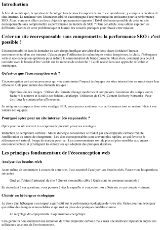 Créer un site écoresponsable sans compromettre la performance SEO : c'est possib