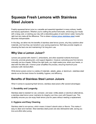 Squeeze Fresh Lemons with Stainless Steel Juicers