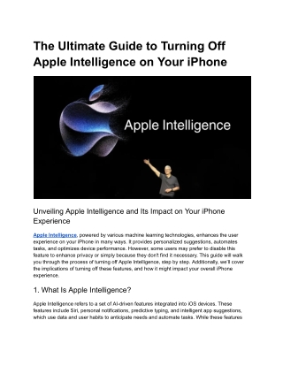 The Ultimate Guide to Turning Off Apple Intelligence on Your iPhone