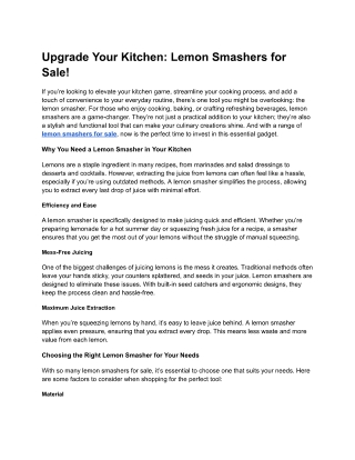 Upgrade Your Kitchen-Lemon Smashers for Sale