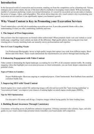 “Why Visual Content is Key in Promoting your Excavation Services”