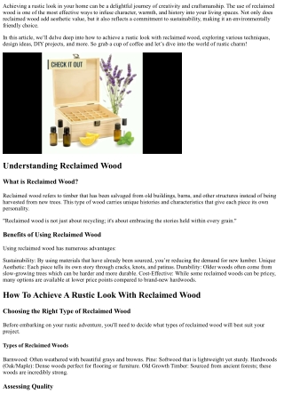 “How To Achieve A Rustic Look With Reclaimed Wood”