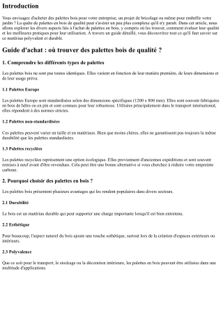 Guide d'achat : où trouver des palettes bois de qualité ?