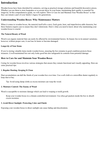 How to Care for and Maintain Your Wooden Boxes