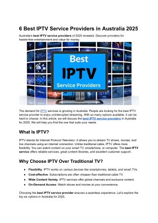 6 Best IPTV Service Providers in Australia 2025