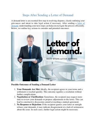 Next Step After Letter of Demand - AridaLawyers