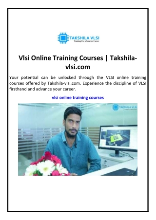 Vlsi Online Training Courses | Takshila-vlsi.com