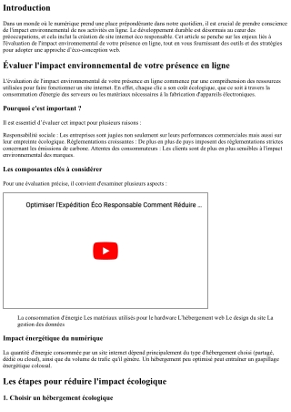 “Évaluer l'impact environnemental de votre présence en ligne”