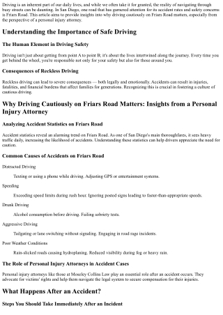 Why Driving Cautiously on Friars Road Matters: Insights from a Personal Injury A