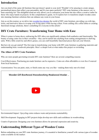 DIY Crate Furniture: Transforming Your Home with Ease