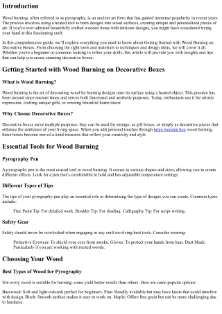 “Getting Started with Wood Burning on Decorative Boxes”
