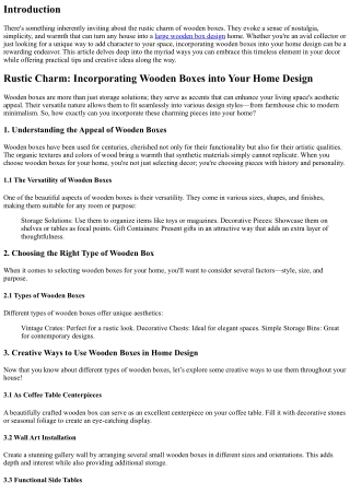 Rustic Charm: Incorporating Wooden Boxes into Your Home Design
