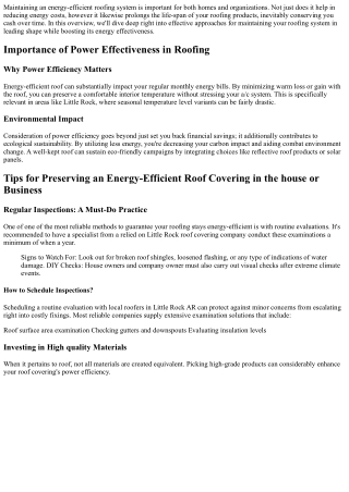 Tips for Keeping an Energy-Efficient Roofing in your home or Service