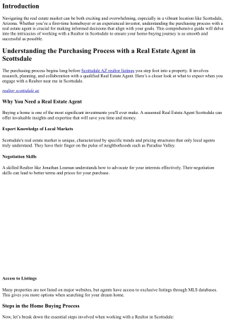Understanding the Purchasing Process with a Real Estate Agent in Scottsdale