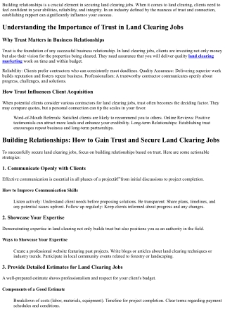 Building Relationships: How to Gain Trust and Secure Land Clearing Jobs