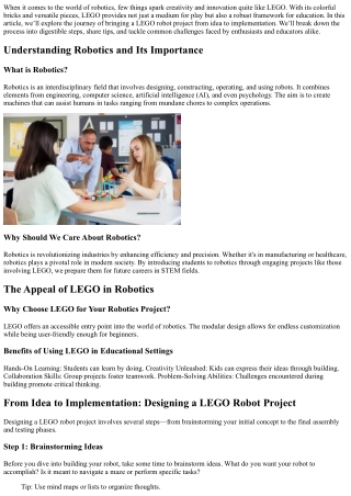 “From Idea to Implementation: Designing a LEGO Robot Project”