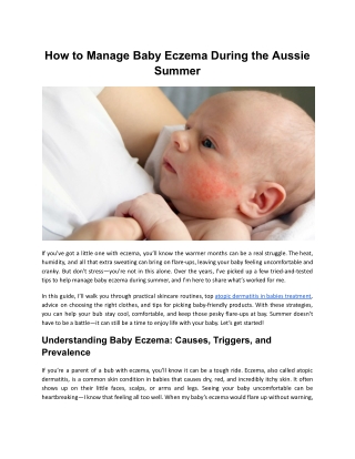 How to Manage Baby Eczema During the Aussie Summer