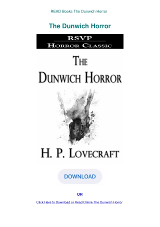 READ Books The Dunwich Horror