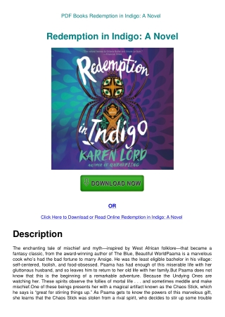 PDF Books Redemption in Indigo A Novel