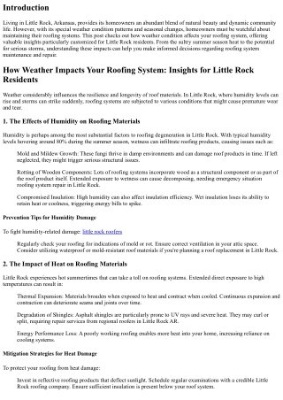 How Weather Impacts Your Roof: Insights for Little Rock Citizens