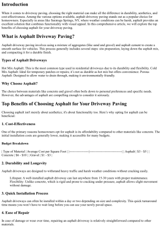 Top Benefits of Choosing Asphalt for Your Driveway Paving