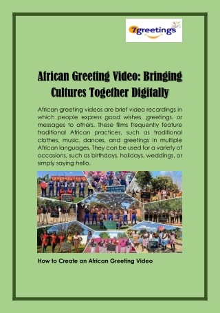 African Greeting Video Bringing Cultures Together Digitally