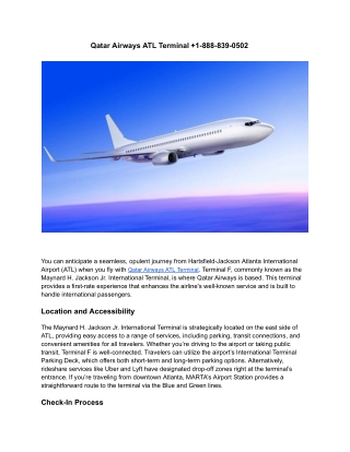 Qatar Airways ATL Terminal  1-888-839-0502