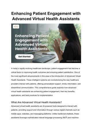 Enhancing Patient Engagement with Advanced Virtual Health Assistants