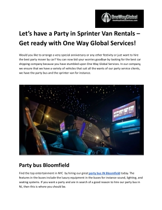 Let’s have a Party in Sprinter Van Rentals – Get ready with One Way Global Services.docx