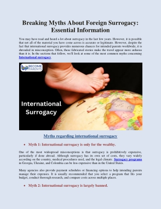 Breaking Myths About Foreign Surrogacy Essential Information