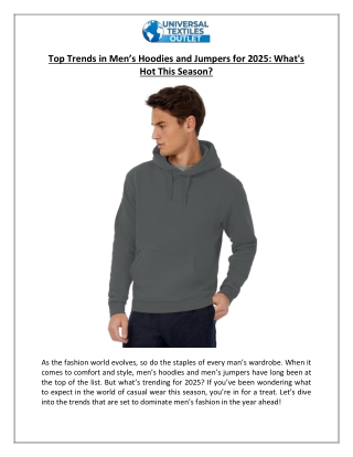 Top Trends in Men’s Hoodies and Jumpers for 2025 What's Hot This Season