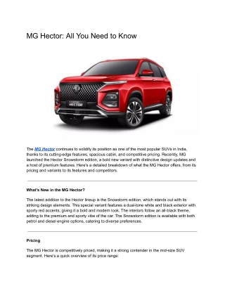 MG Hector_ All You Need to Know