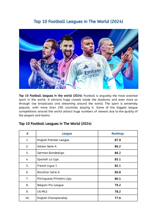 Top 10 Football Leagues in The World (2024)