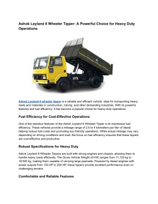 Ashok Leyland 6 wheeler tippers