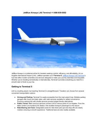 JetBlue Airways LAX Terminal  1-888-839-0502