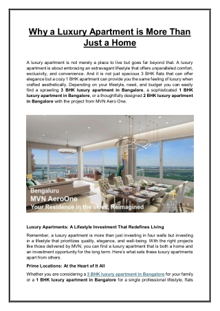 Why a Luxury Apartment is More Than Just a Home