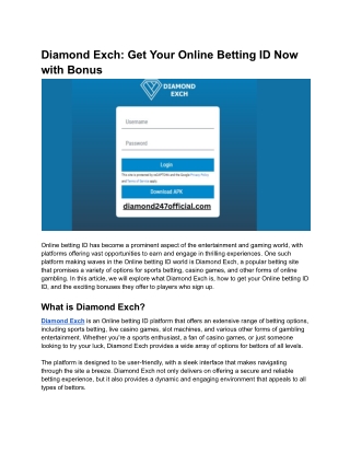 Diamond Exch_ Get Your Online Betting ID Now with Bonus